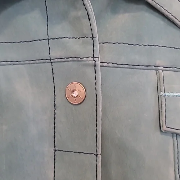 Live A Little Aqua Leather Jacket - Picture 3 of 9